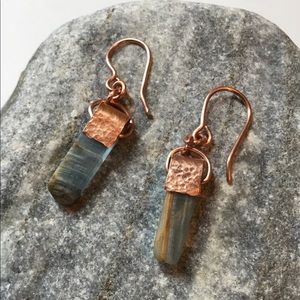 Copper Vintage Style Earrings with Blue calcite.